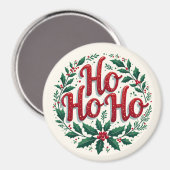 Ho Ho Ho クリスマスリースタイポグラフィーデザイン マグネット (正面/裏面)