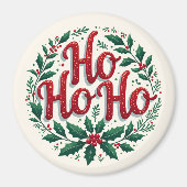 Ho Ho Ho クリスマスリースタイポグラフィーデザイン マグネット (正面)