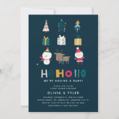 HO HO HO クリスマス カップル ベビーシャワー 招待状 (正面)