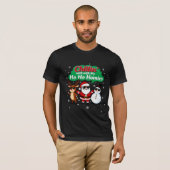 Ho Ho Ho!サンタと仲間たち | クリスマスのユーモア Tシャツ (正面フル)