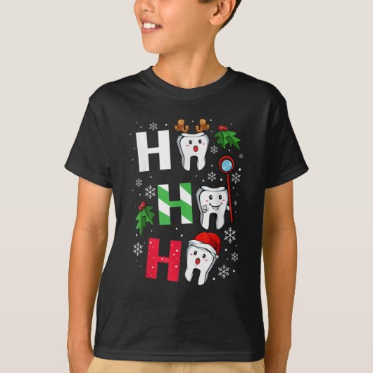 HO HO HO デンティス メリークリスマス Tシャツ (正面)