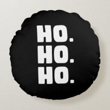 HO. HO. HO. バッファロー・チェック柄の裏地がついた黒と白の円形クッション