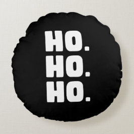 HO. HO. HO. バッファロー・チェック柄の裏地がついた黒と白の円形クッション ラウンドクッション