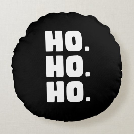 HO. HO. HO. バッファロー・チェック柄の裏地がついた黒と白の円形クッション ラウンドクッション (正面)