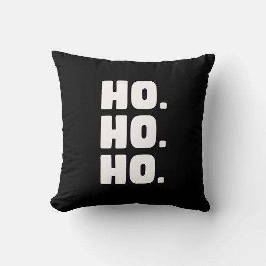 HO. HO. HO. バッファロー・チェック柄の裏地付き黒白デザイン クッション (正面)