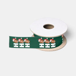 Ho Ho Ho フットボール | 楽しいクリスマスのユーモア サテンリボン