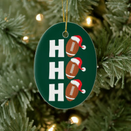 Ho Ho Ho フットボール | 楽しいクリスマスのユーモア セラミックオーナメント