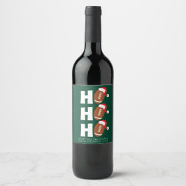 Ho Ho Ho フットボール | 楽しいクリスマスのユーモア ワインラベル