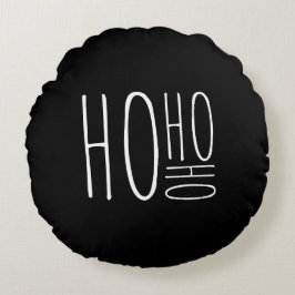 HO HO HO メリークリスマス ブラック シック ファームハウス スタイル ラウンドクッション
