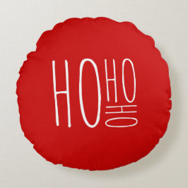 HO HO HO メリークリスマス 赤いおしゃれなファームハウス風 ラウンドクッション