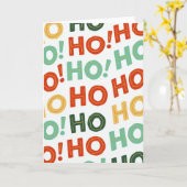 HO HO HO レトロファンキー柄 クリスマスカード カード (黄色い花)