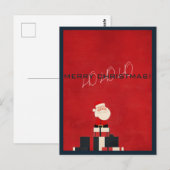 HO HO HO 赤いメリークリスマス ポストカード (正面/裏面)
