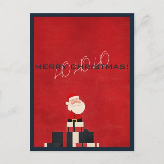 HO HO HO 赤いメリークリスマス ポストカード (正面)
