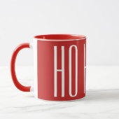 HO HO HO - 赤地に白文字 マグカップ (左)