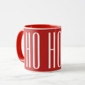 HO HO HO - 赤地に白文字 マグカップ (正面左)