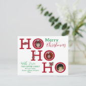 HO HO HO 3枚の写真パーソナライズされた シーズンカード (スタンド正面)