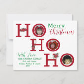HO HO HO 3枚の写真パーソナライズされた シーズンカード (正面)