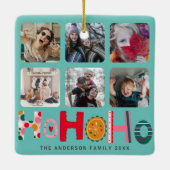 Ho Ho Ho 6写真カラフルクリスマス セラミックオーナメント (裏面)