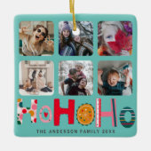 Ho Ho Ho 6写真カラフルクリスマス セラミックオーナメント (正面)