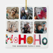 Ho Ho Ho 6写真カラフルクリスマス セラミックオーナメント (裏面)
