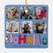 Ho Ho Ho 6写真カラフルクリスマス セラミックオーナメント (裏面)