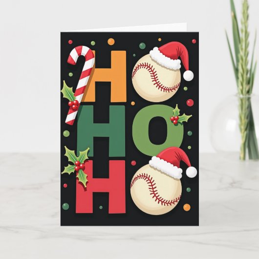 Ho Ho Ho Baseball Christmas Card カード (正面)