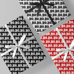 Ho. Ho. Ho. Black, White & Red Chic & Stylish ラッピングペーパーシート