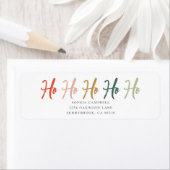Ho Ho Ho Brush Calligraphy Christmas Label ラベル (インサイチュ)