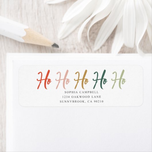 Ho Ho Ho Brush Calligraphy Christmas Label ラベル (インサイチュ)