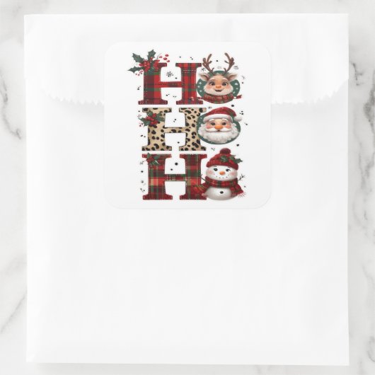 Ho Ho Ho Characters White スクエアシール (バッグ)