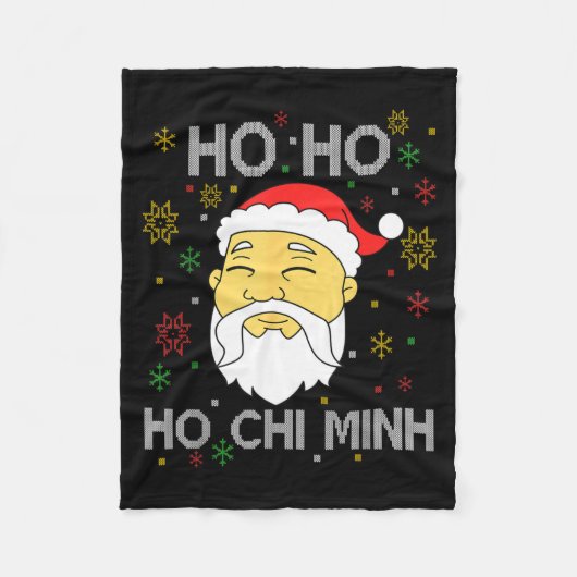 Ho Ho Ho Chi Minh Asian Vietnamese Santa Claus Chr フリースブランケット (正面)