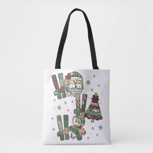 Ho Ho Ho Christmas Festive Patchwork トートバッグ (正面)