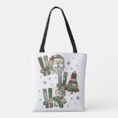 Ho Ho Ho Christmas Festive Patchwork トートバッグ (裏面)