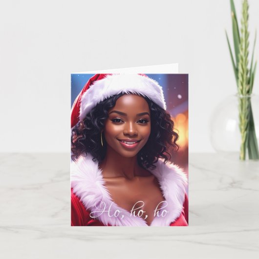 HO HO HO - Christmas Folded Greeting Card カード (正面)