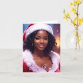 HO HO HO - Christmas Folded Greeting Card カード (黄色い花)