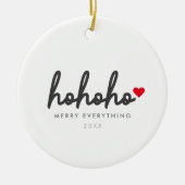 Ho Ho Ho | Christmas Heart Modern Minimalist セラミックオーナメント (正面)