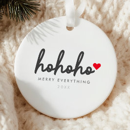 Ho Ho Ho | Christmas Heart Modern Minimalist セラミックオーナメント