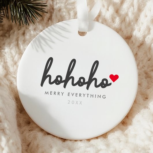 Ho Ho Ho | Christmas Heart Modern Minimalist セラミックオーナメント
