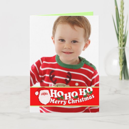 Ho Ho Ho Christmas redあなたの写真カードを追加 シーズンカード (正面)