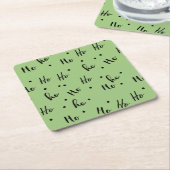 Ho Ho Ho Christmas Red Background スクエアペーパーコースター (アングル)