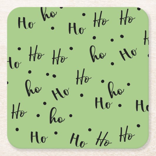 Ho Ho Ho Christmas Red Background スクエアペーパーコースター (正面)