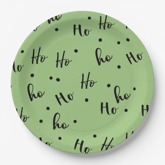 Ho Ho Ho Christmas Red Background ペーパープレート (正面)