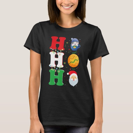 Ho Ho Ho Christmas Santa Hat Xmas PJ Tシャツ (正面)