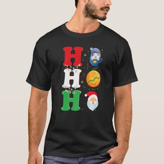 Ho Ho Ho Christmas Santa Hat Xmas PJ   Tシャツ (正面)