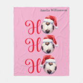 Ho Ho Ho Christmas Soccer / Football フリースブランケット (正面)