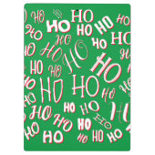 HO HO HO Christmas text pattern white green red クリップボード (裏面)