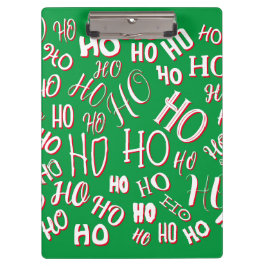 HO HO HO Christmas text pattern white green red クリップボード