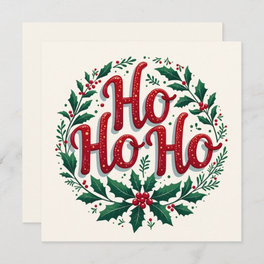 Ho Ho Ho Christmas Wreath Typography Design (正面/裏面)