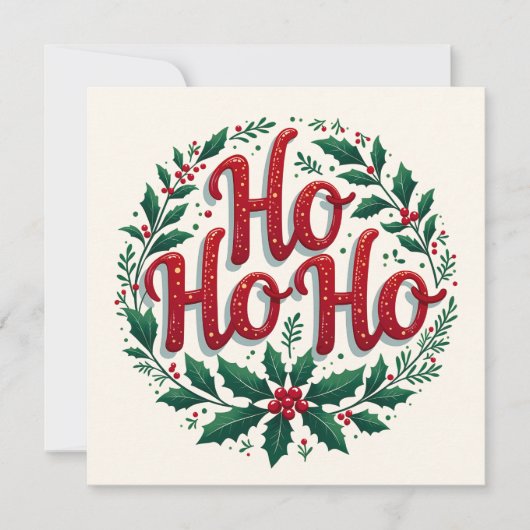 Ho Ho Ho Christmas Wreath Typography Design (正面)