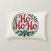 Ho Ho Ho Christmas Wreath Typography Design アクセントクッション (裏面)